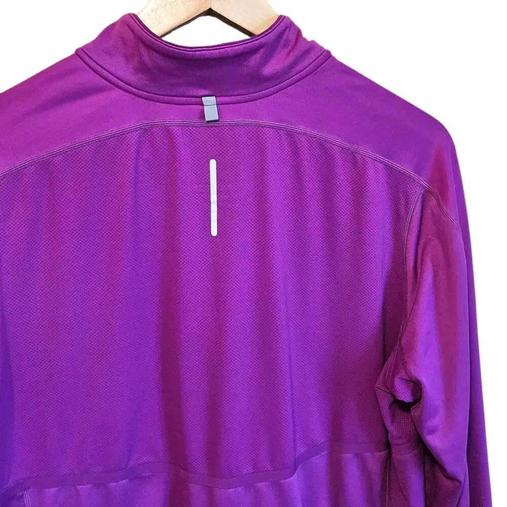 Nike Dri Fit 1/4 Zip Athletic Workout Long Sleeve Top Magenta Pink Women XLarge